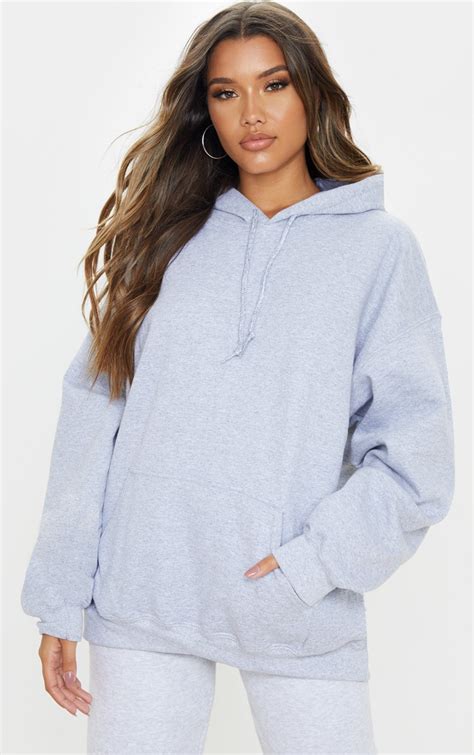 Grey Marl Ultimate Oversized Hoodie Tops Prettylittlething Usa