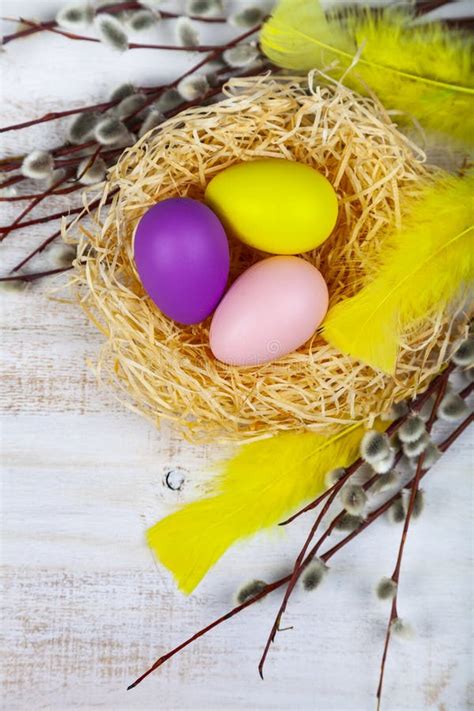 Easter Still Life With Easter Eggs Stock Photo Image Of Nest Lilac