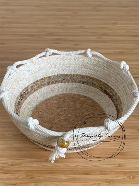 Cork Bottom Coiled Fabric Bowl Coiled Rope Fabric Bowls Cords Crafts