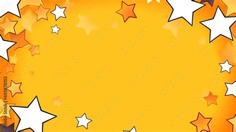 Cartoon Star Frame Golden Yellow Cheerful Happy Stars Surrounding The