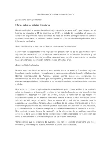 Ejemplo De Informe De Auditoria Administrativa En Mexico Ejemplo