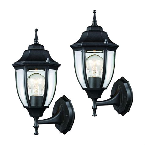 Hampton Bay 1 Light Black Outdoor Wall Lantern Sconce With Clear Glass