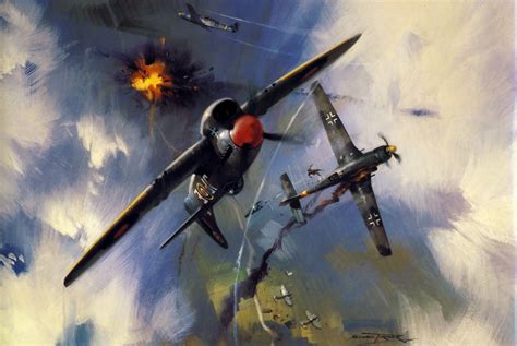 Dog Fight By Michael Turner Hawker Tempest And Focke Wulf Ta 152 1000
