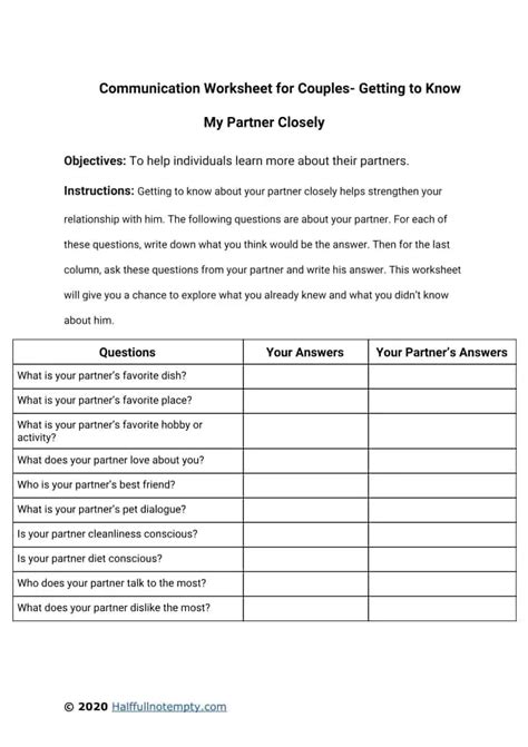 Relationship Building Shared Qualities Worksheet Therapist Aid Free Couples Communication