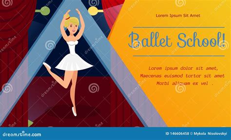 Ballet School Dancing Classes Web Banner Template Stock Vector
