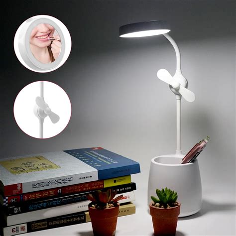 Multifunctional Usb Rechargeable Led Desk Light Lamp With Fan Pen