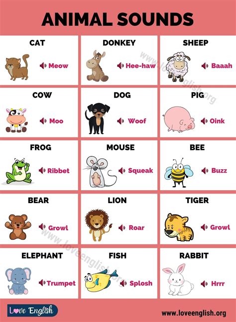List Of Different Animals And Their Sounds
