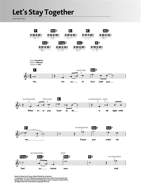 Let S Stay Together Sheet Music Al Green Keyboard Abridged