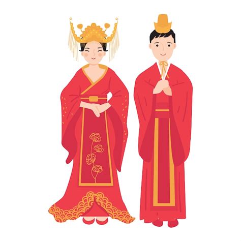 Premium Vector Male And Female Wear Trditional Chinese Costume