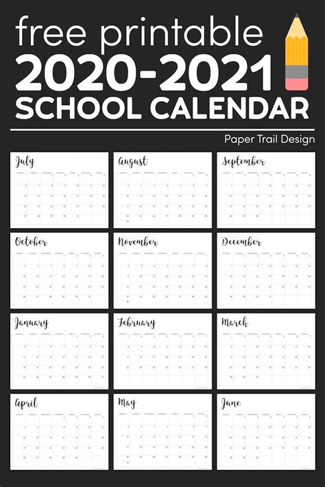 Free 2020 2021 Calendar Printable School Calendar Printables Images