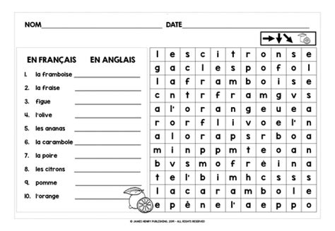 Primary French Fruits Word Searches Freebie Teaching Resources