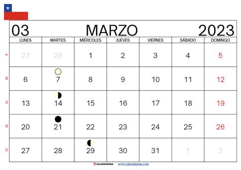 Descargar Calendario Marzo 2023 Chile Para Imprimir