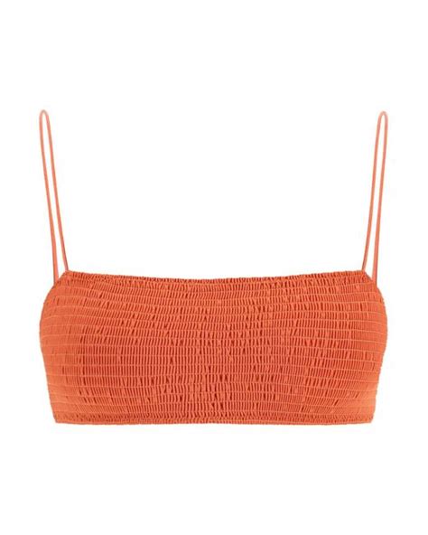 Totême Synthetic Toteme Smocked Bikini Top In Burnt Orange Orange Save 9 Lyst Uk