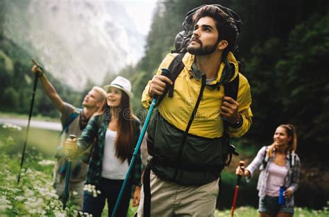 Hiking Friends Travel Outdoor Group Sport Lifestyle Concept Stock Image