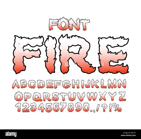 fire font flame abc fiery letters burning alphabet hot typography blaze lettring stock