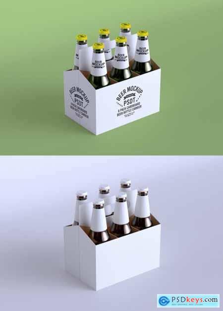 6 Pack Cardboard Beer Bottle Carrier Mockup 352971623 Free Download