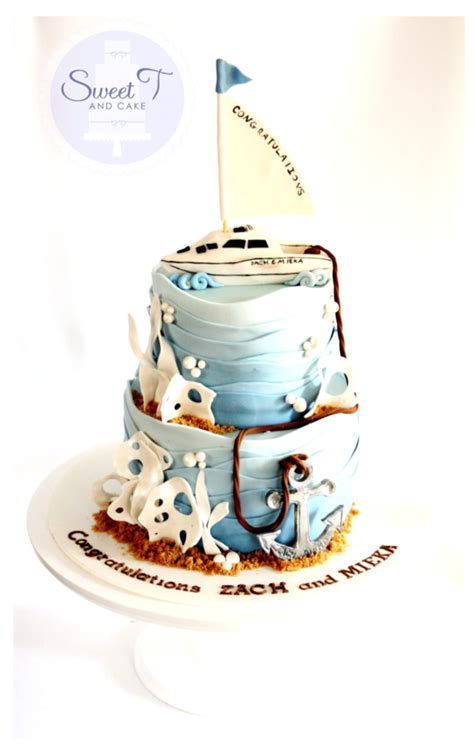 Elegant nautical tiered cake | Scuba cake, Nautical cake, Cake