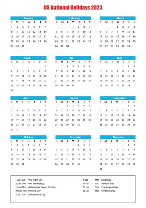 Us National Holidays 2023 Calendar Archives The Holidays Calendar