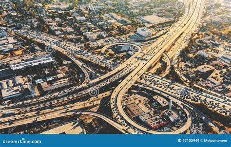 Aerial View Of A Massive Highway Intersection In La Stock Image Image