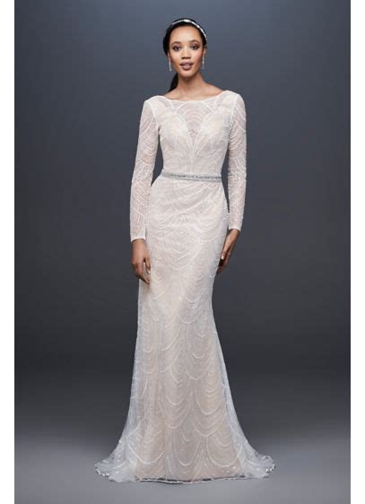 See more ideas about wedding dress topper, wedding dresses, dress topper. Allover Sequin Art Deco Petite Wedding Dress | David's Bridal