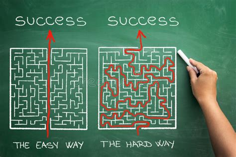 Hard And Easy Way Illustrated Shown By Maze Stock Photo Image Of