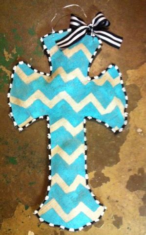 This twig and chicken wire cross includes bright spring florals and a matching bow. Running On Story Time: Chevron Easter Cross Burlap Door Hanger