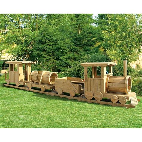 Amish Made 25 Ft Long Wooden 4 Piece Train Playground Set Playground