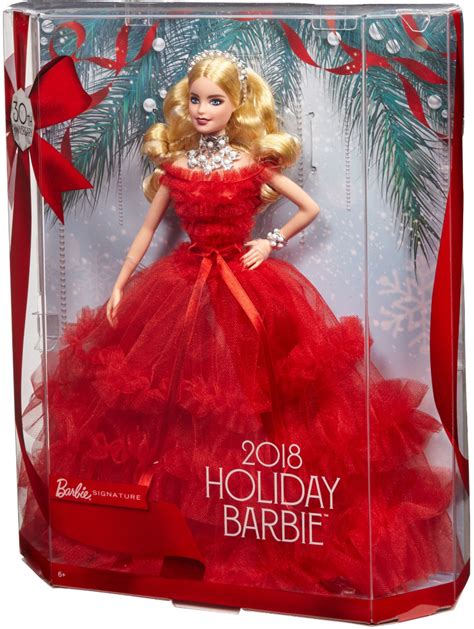 Best Buy Barbie 2018 Holiday Doll Red Frn69