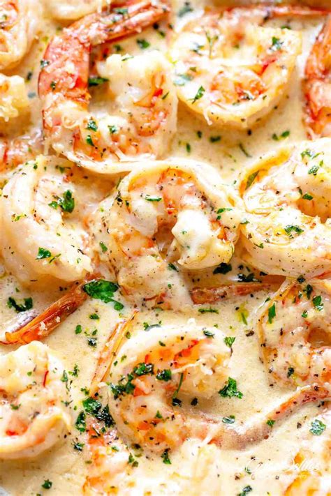 It's worth it to get this scrumptious bowl of shrimp and scallop pasta with white wine cream. Creamy Garlic Shrimp With Parmesan (Low Carb) - Cafe Delites