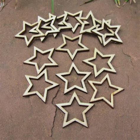 25 Pieces Wooden Decorative Stars Christmas Or Birthday Etsy