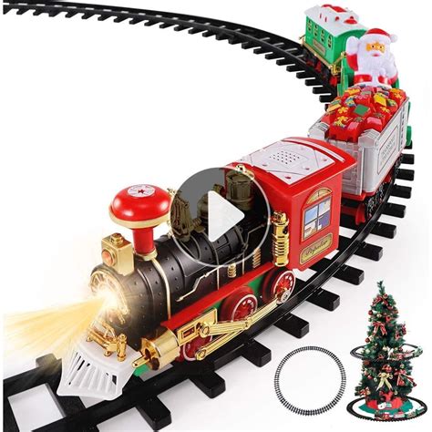 Christmas Train Toys Set Around Tree Electric Railway Train Set W Locomotive Engine Cars And
