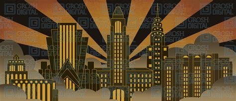 Art Deco City Projected Backdrops Grosh Digital