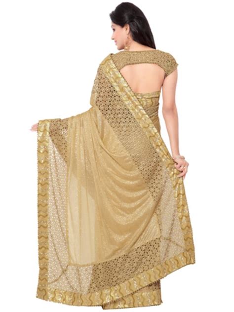 Indian Women Gold Designer Saree With Heavy Work Raw Silk Saree With Blouse Indian Women