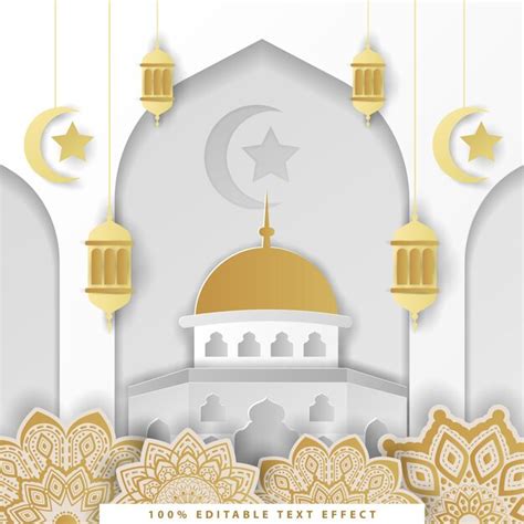 Ramadan Kareem Islâmico Fundo Com Corte De Papel Branco Dourado Vetor