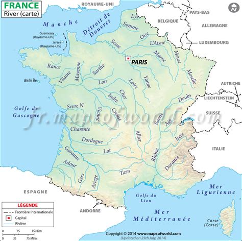 Un massif montagneux, un bord de mer, un cours d'eau, etc. Carte des fleuves et rivières de France » Vacances - Guide ...