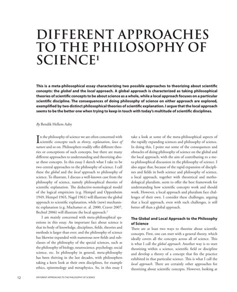 Pdf Different Approaches To The Philosophy Of Science