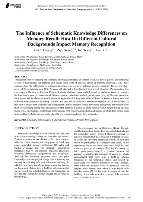 Pdf The Influence Of Schematic Knowledge Differences On Memory Recall