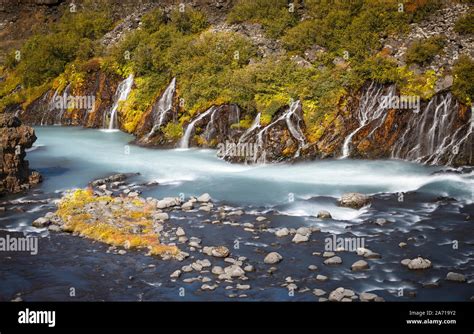 Hraunfossar Waterfall Flowing Hvita River Hi Res Stock Photography And