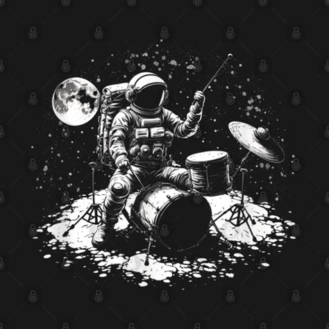 Astronaut In Space With Drum Kit Percussion Drums Drummer Astronaut