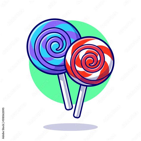 Lollipop Candy Cartoon Vector Icon Illustration Food Object Icon