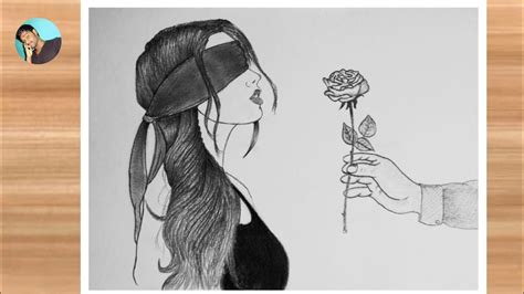 how to draw a beautifull girl with a blindfold t rose splendid art art video youtube