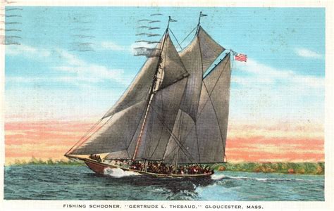 Vintage Postcard 1937 Fishing Schooner Gertrude L Thebaud Gloucester