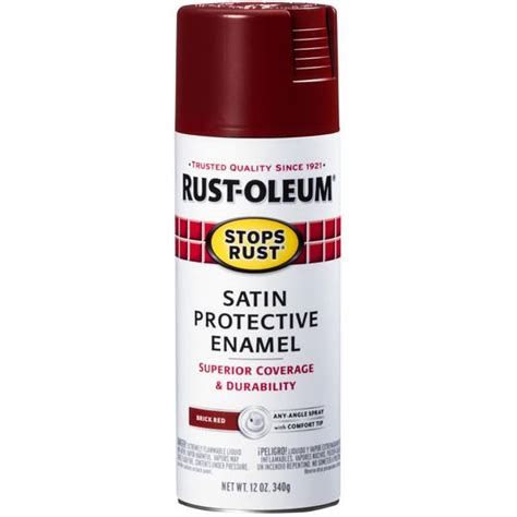 Rust Oleum 12 Oz Stops Rust Brick Red Satin Enamel Spray Paint 371671
