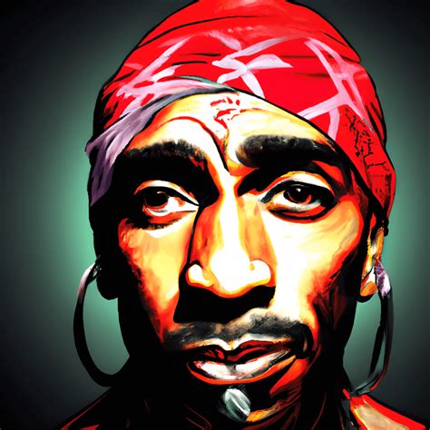 Tupac Shakur With Diamond Nose Ring And Red Bandana · Creative Fabrica