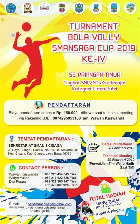 Brosur Smansaga Cup Poster Sekolah Turnamen Bola Voli Event Desain