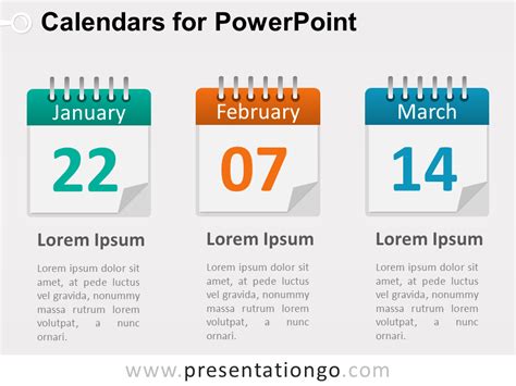 3 Calendars Diagram For Powerpoint Powerpoint Powerpoint Slide