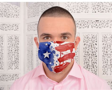 American Flag Face Mask Designer Print Filter Pocket Face Mask Adult