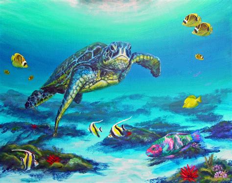 underwater seascape turtles paintings Vyhledávání Google Sea Life