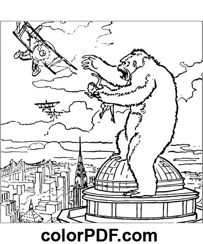 King Kong Empire State Building Scene Coloring Pages And Books In PDF