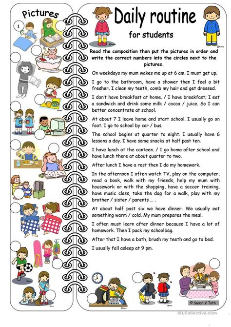 Daily Routines For Students Elementary With Key Worksheet Free